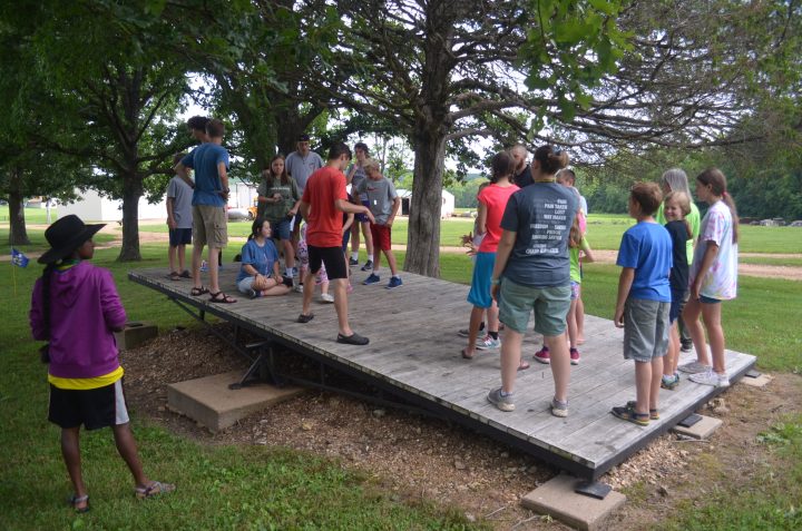 Image of campers doing the Whaling Ship activity